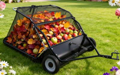 44-Inch Tow Behind Lawn Sweeper, 25 cu. ft Leaf & Grass Collector