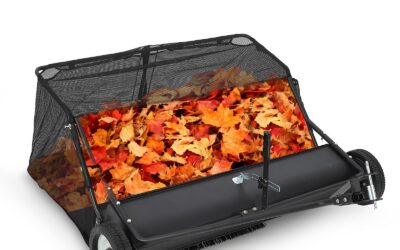 50-Inch Tow Behind Lawn Sweeper Review – 28 Cu.Ft Leaf Collector with Dump from Seat