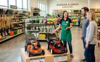 How a Garden Supply Store Sells Two Types of Lawn Mowers