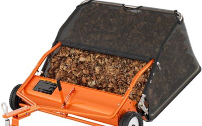 Ouluu 42″ Tow Behind Lawn Sweeper – 18.55 Cu.Ft Heavy Duty Leaf & Grass Collector