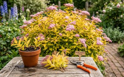 How to propagate spirea - softwood cuttings with pruners and potted new plant