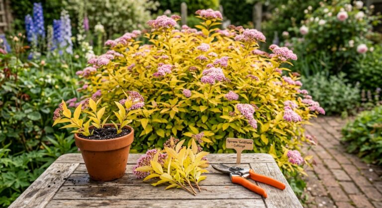 How to propagate spirea - softwood cuttings with pruners and potted new plant